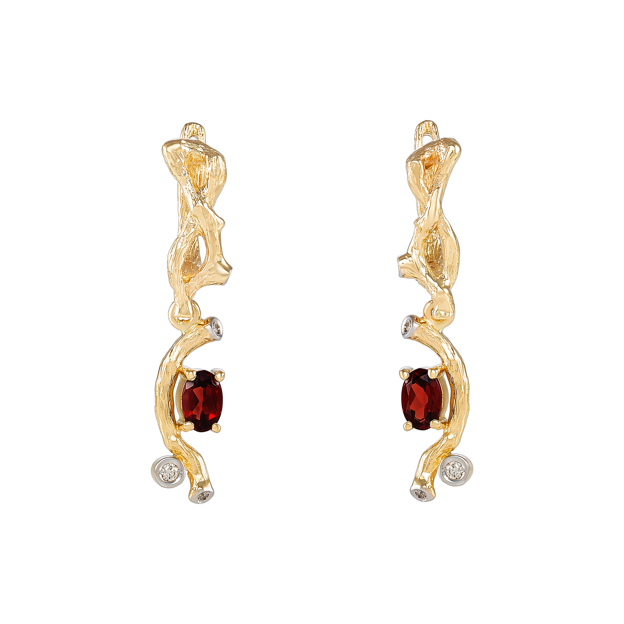 GARNET EARRINGS WITH DIAMONDS